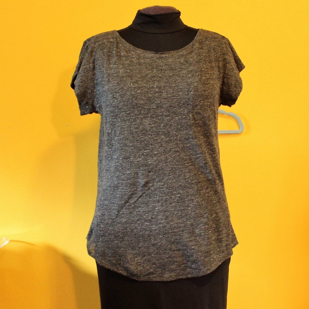 LOFT Grey Cap Sleeve Linen Tee Sz Sm